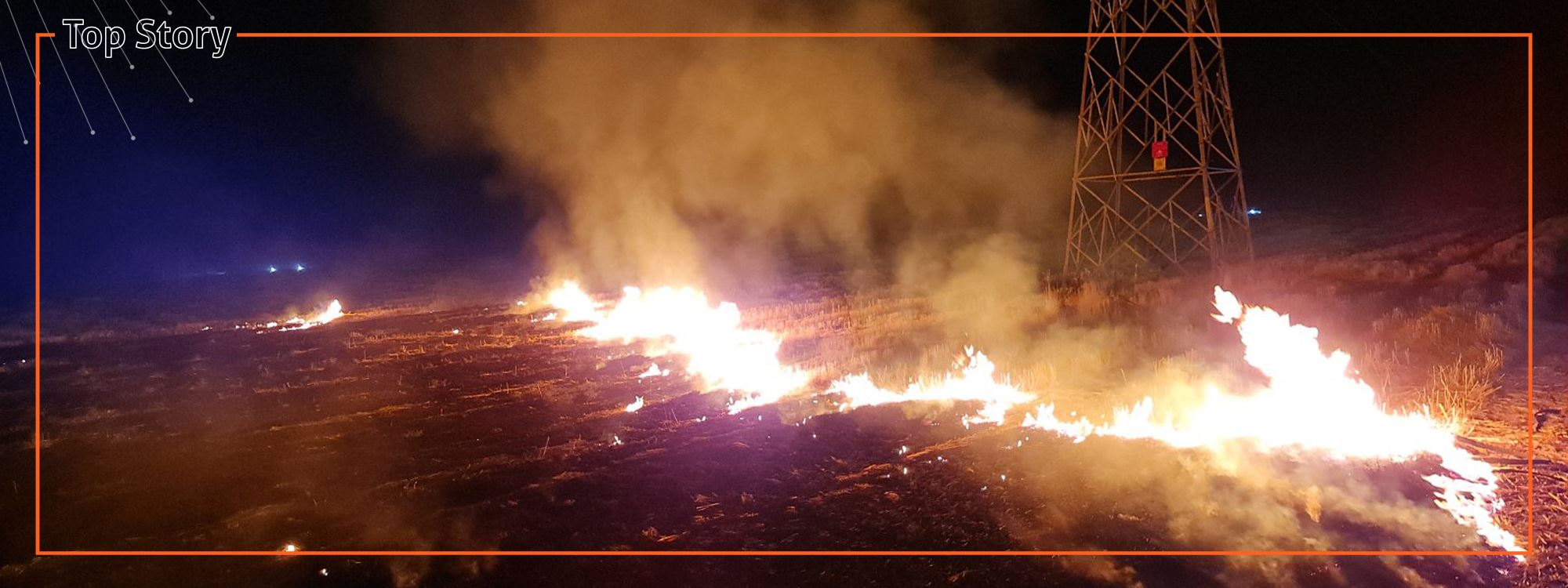 ئاگر لە شوێنی کەوتنەخوارەوەی مووشەکەکان لە نزیک هەولێر کەوتووەتەوە. وێنە؛ بڵند تاهیر- رووداو