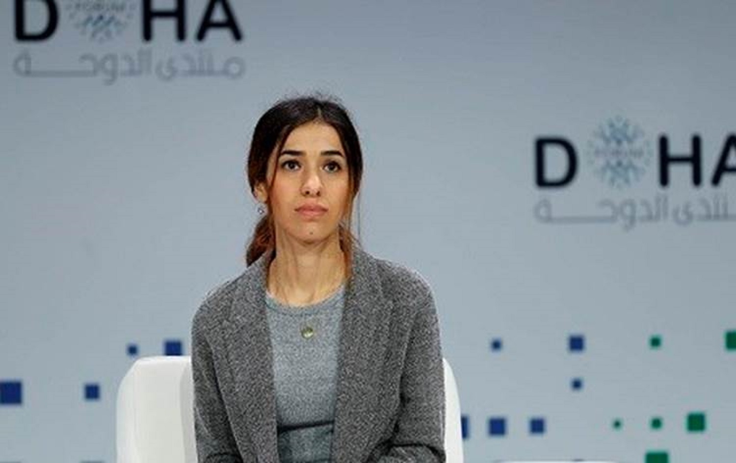 Nobel laureate Nadia Murad speaks in Doha on December 16, 2018. File photo: AFP