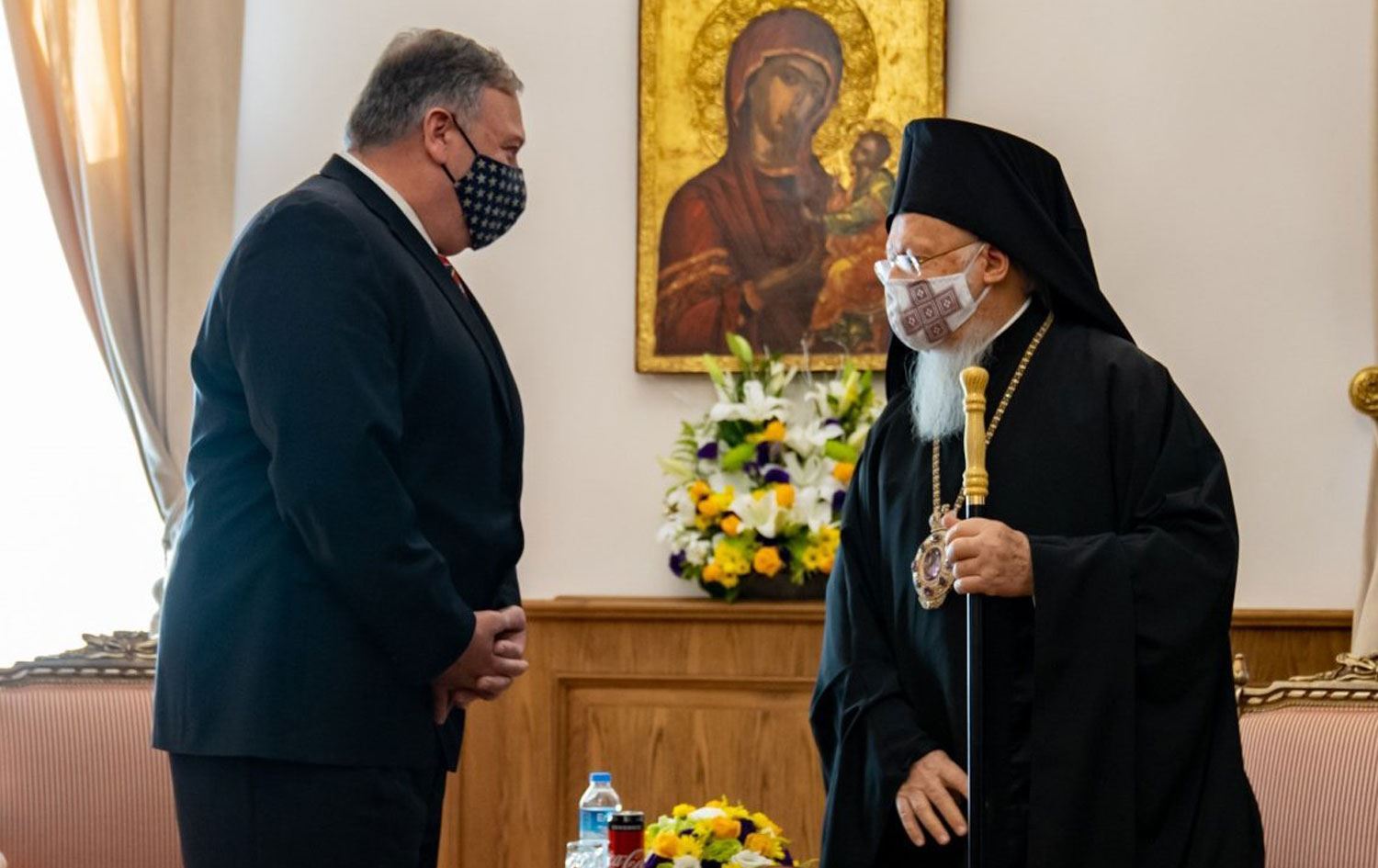 Pompeo serdana Patrîkxaneya Rûm Ortodoks û Mizgefta Rustem Paşa kir