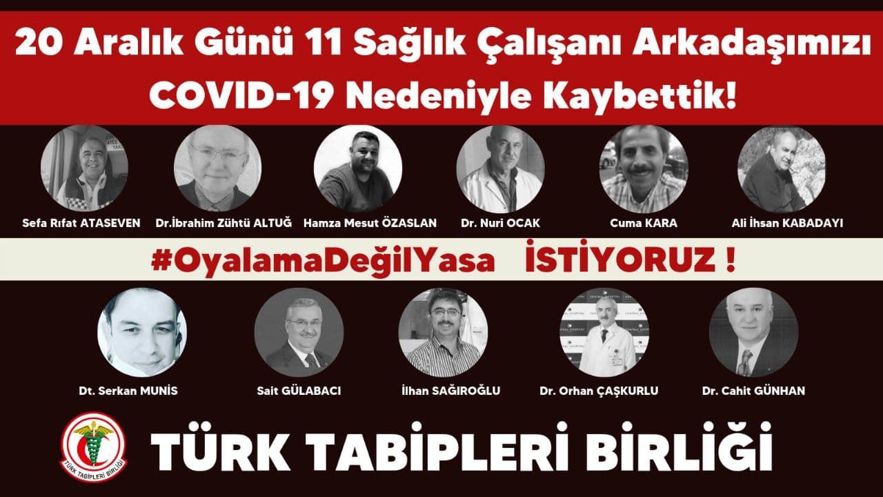TTB: 11 sağlık çalışanı daha Covid-19 nedeniyle hayatını kaybetti