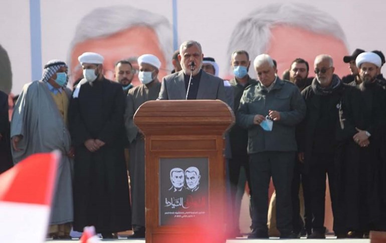 العامري خلال إلقاء كلمته