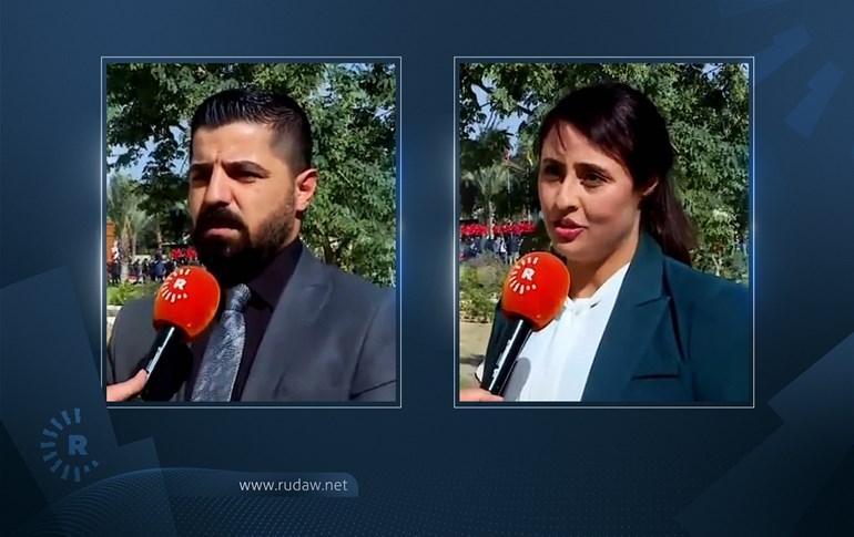 Zmnako Mohammed (left) and Hanifa Abbas speak to Rudaw in Baghdad on March 5, 2021. Photo: Rudaw