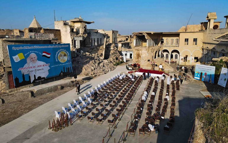 کەنیسەی تاهیرە کە 2014 داعش مەشقی تێدا دەکرد، پەیامی 'ئاشتی و برایەتی' تێدا دەگوترێتەوە