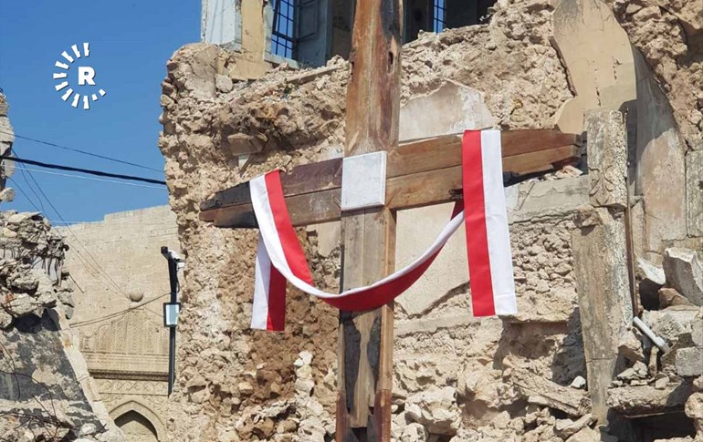 A cross in Mosul's Church Square where Pope Francis will offer up a prayer for victims of war. Photo: Hunar Rasheed/Rudaw