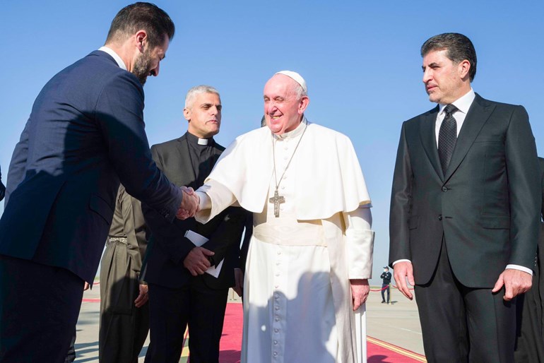 Qubad Talebanî bi zimanê Îtalî pêşwazî li Papa kir