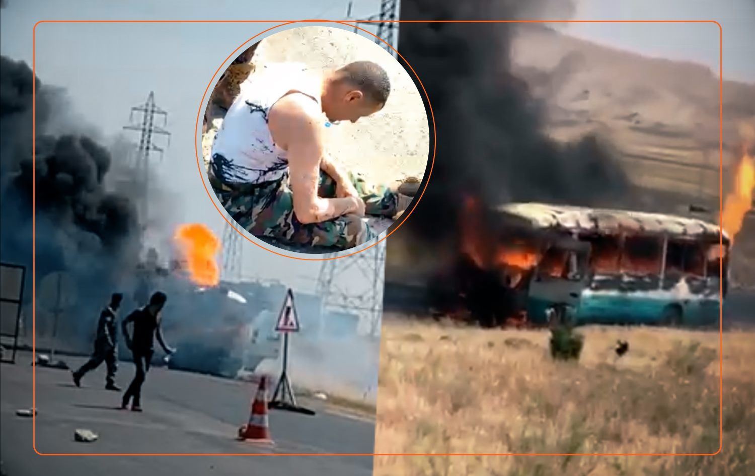 Duhok’ta Peşmergeleri taşıyan minibüs bir anda alev aldı!