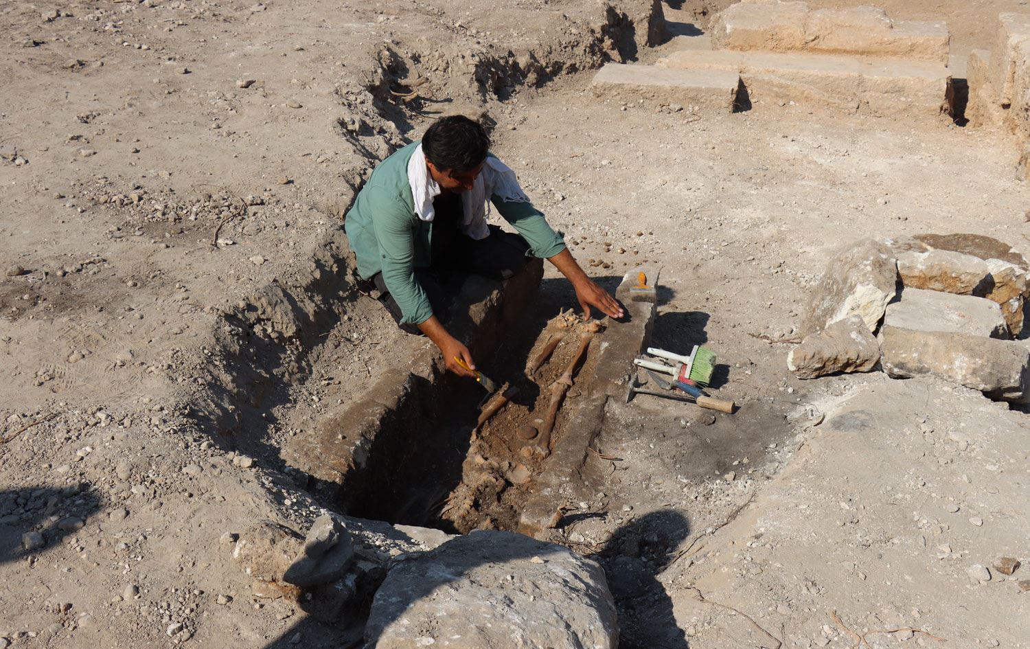 Adıyaman’da Bizans dönemine ait mezar ve insan iskeleti bulundu