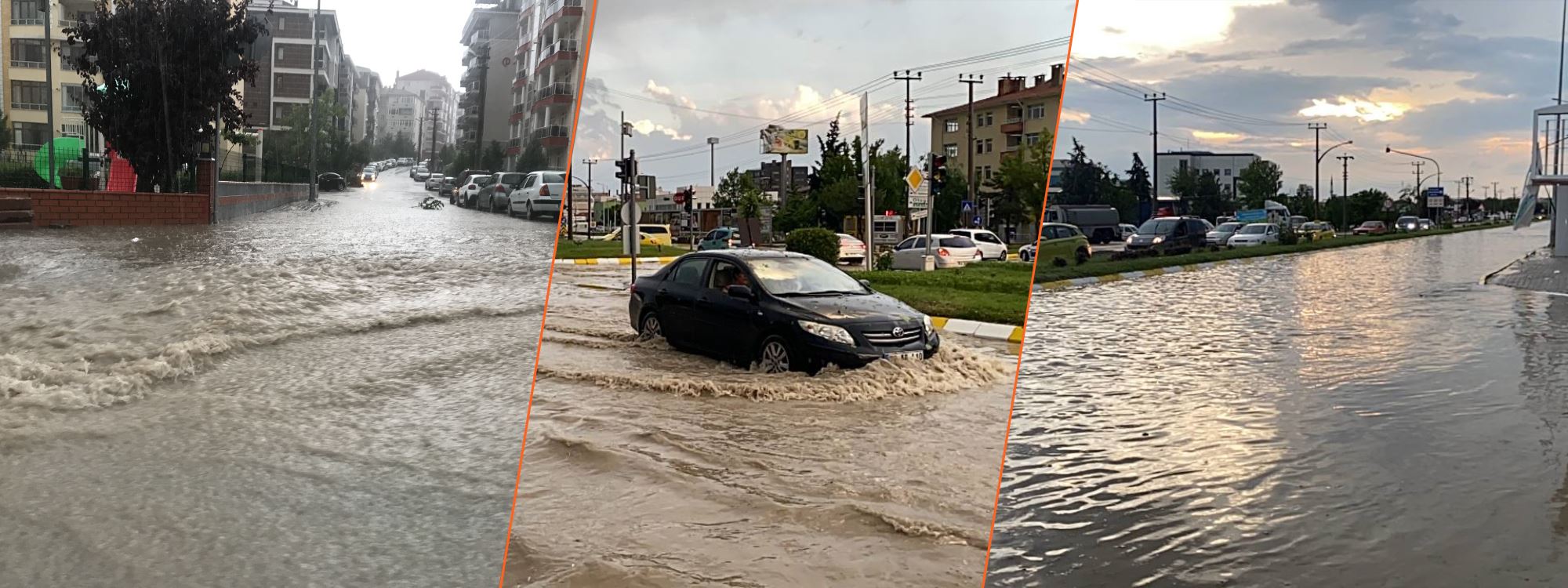 بارانی بەخوڕ و تەرزە ژیانی لە شارێکی تورکیا پەکخستووە