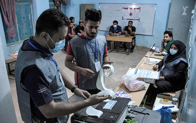 Hejmartina dengan di hilbijartina parlamentoya Iraqê de. Wêne: AFP 