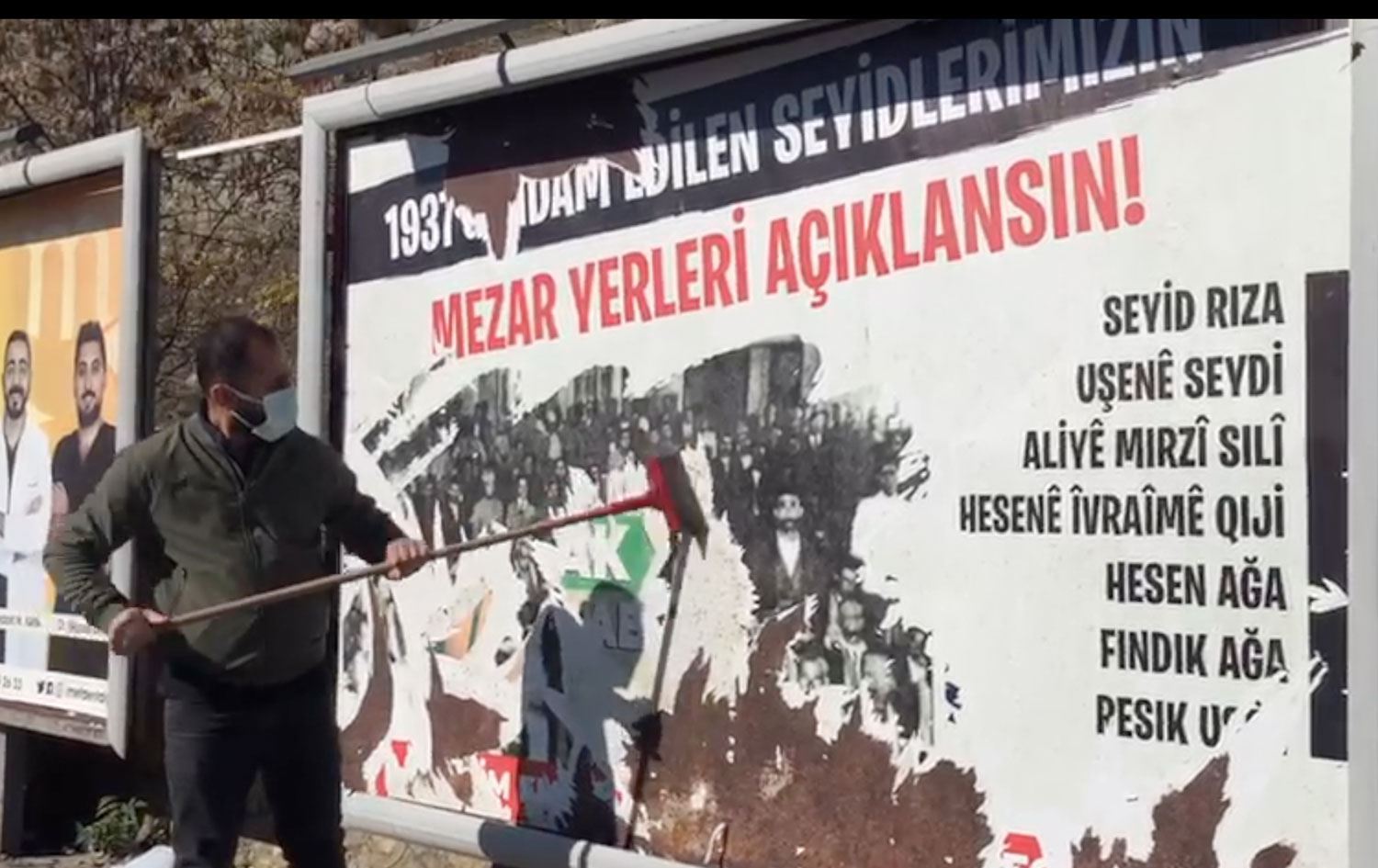 Li Dêrsimê polîsan afîşên Seyîd Riza rakirin