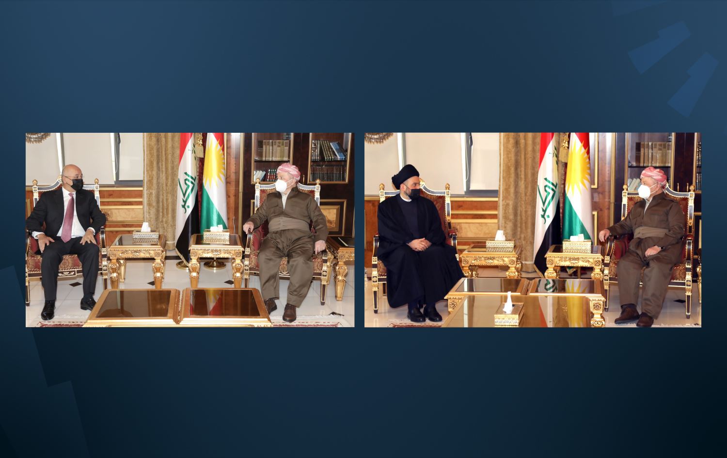 Serok Barzanî pêşwazî li Berhem Salih û Emmar Hekîm kir