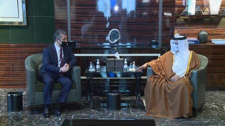 کۆبوونەوەی سەرۆکوەزیرانی هەرێمی کوردستان و جێنشینی بەحرەین. وێنە: رووداو