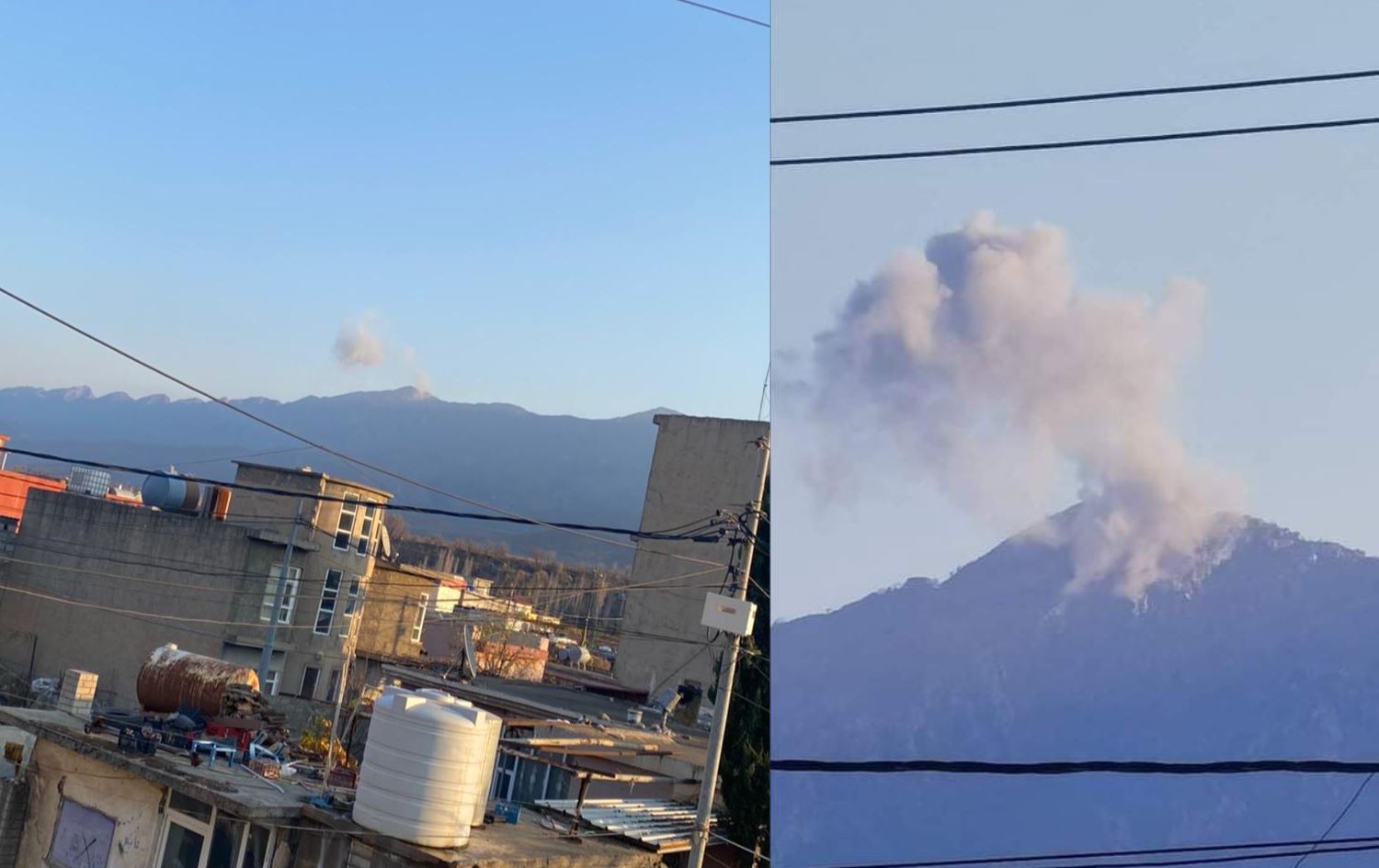 ​فڕۆکەکانی تورکیا چیایەکی سنووری ناحیەی دێرەلووک بۆردوومان دەکەن