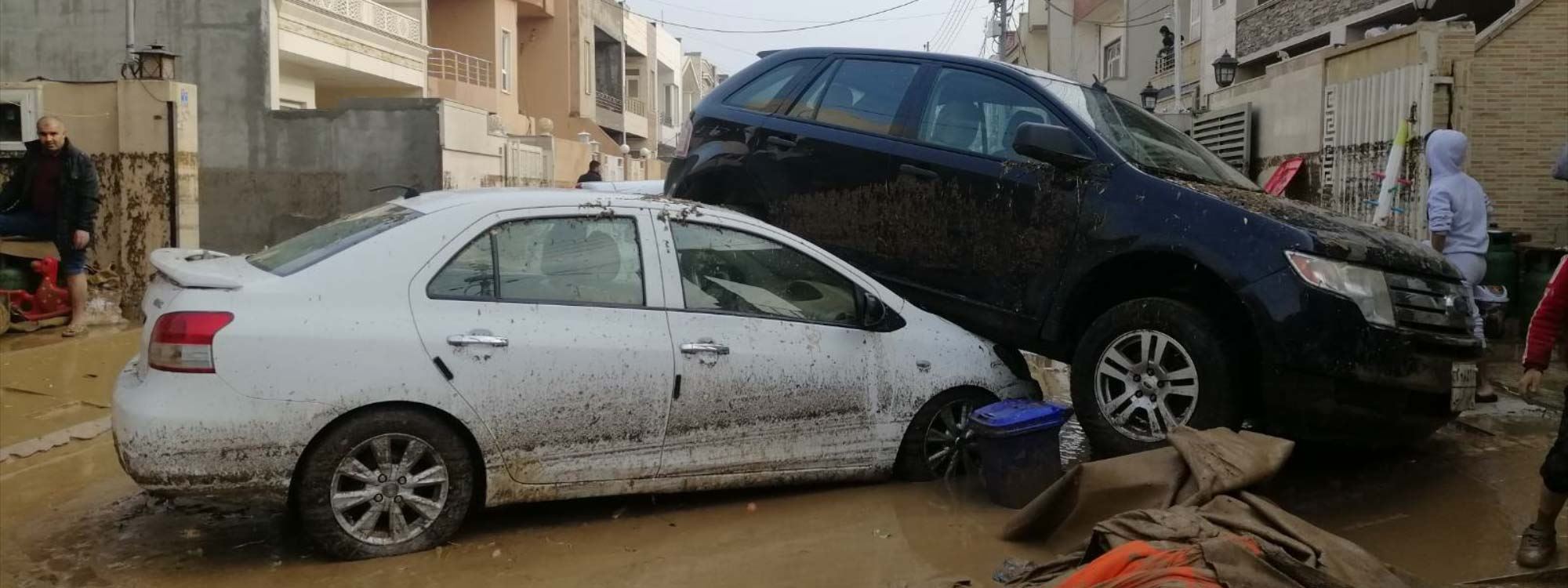 زیانەکانی لافاو لە گەڕەکی رۆشنبیری و شارۆچکەی دارەتوو