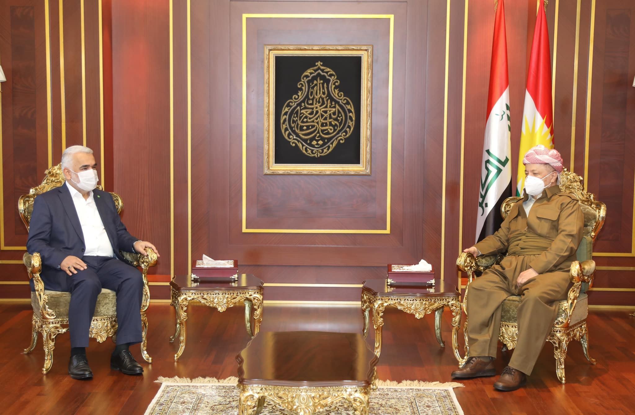 Serok Barzanî û Serokê HUDA PARê rewşa aliyên Kurdî gotûbêj kirin