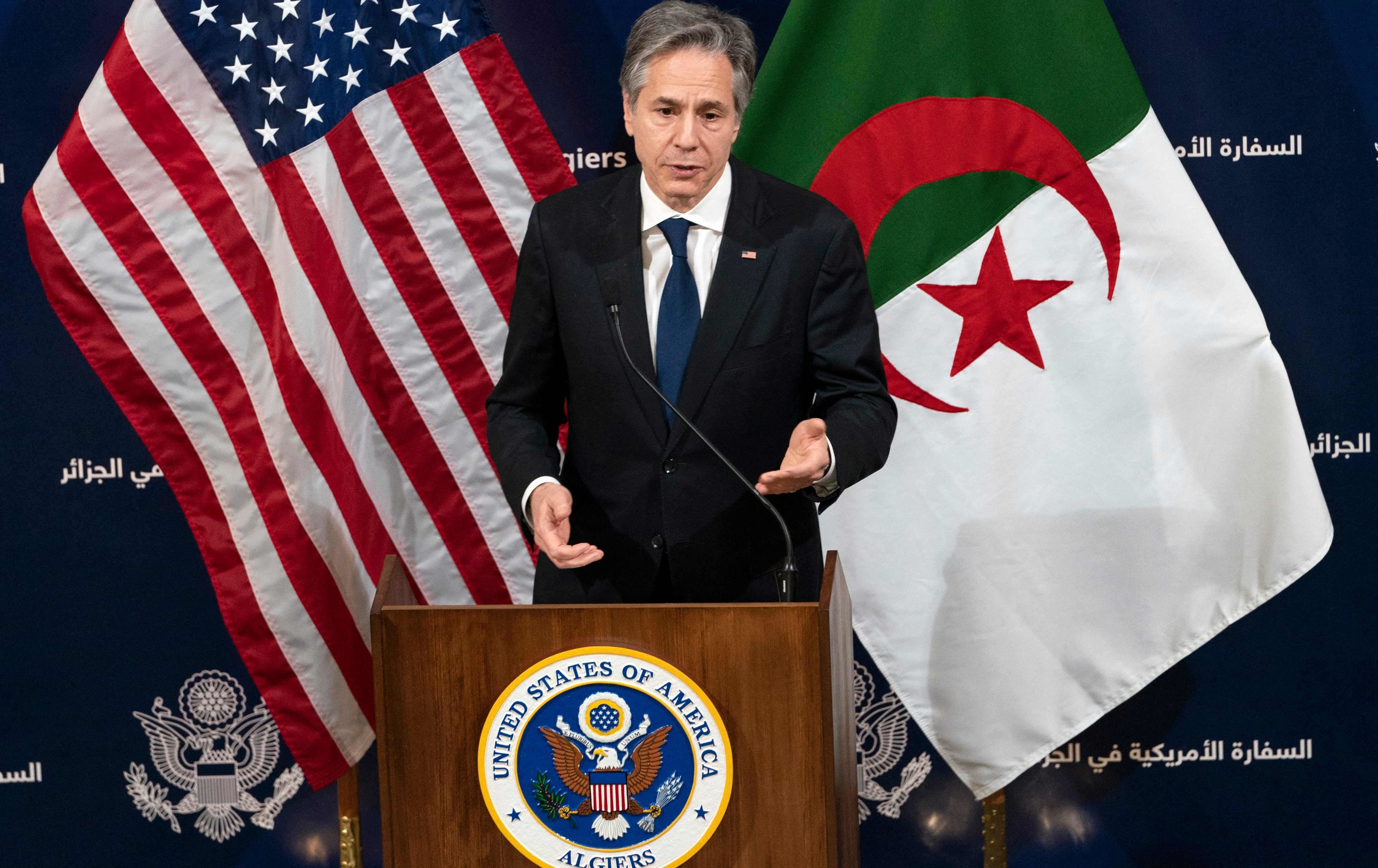 بلینکن داوا لە جەزائیر دەکات لە بارەی رووسیا دوو جار بیربکاتەوە