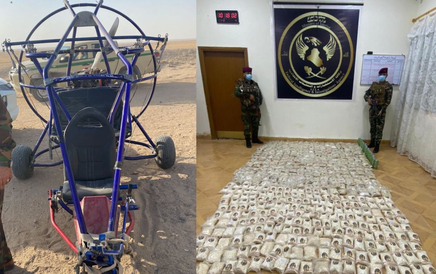 لە بەسرە بە پاراگلایدەر حەبی هۆشبەر دەهێنرێتە نێو عێراق