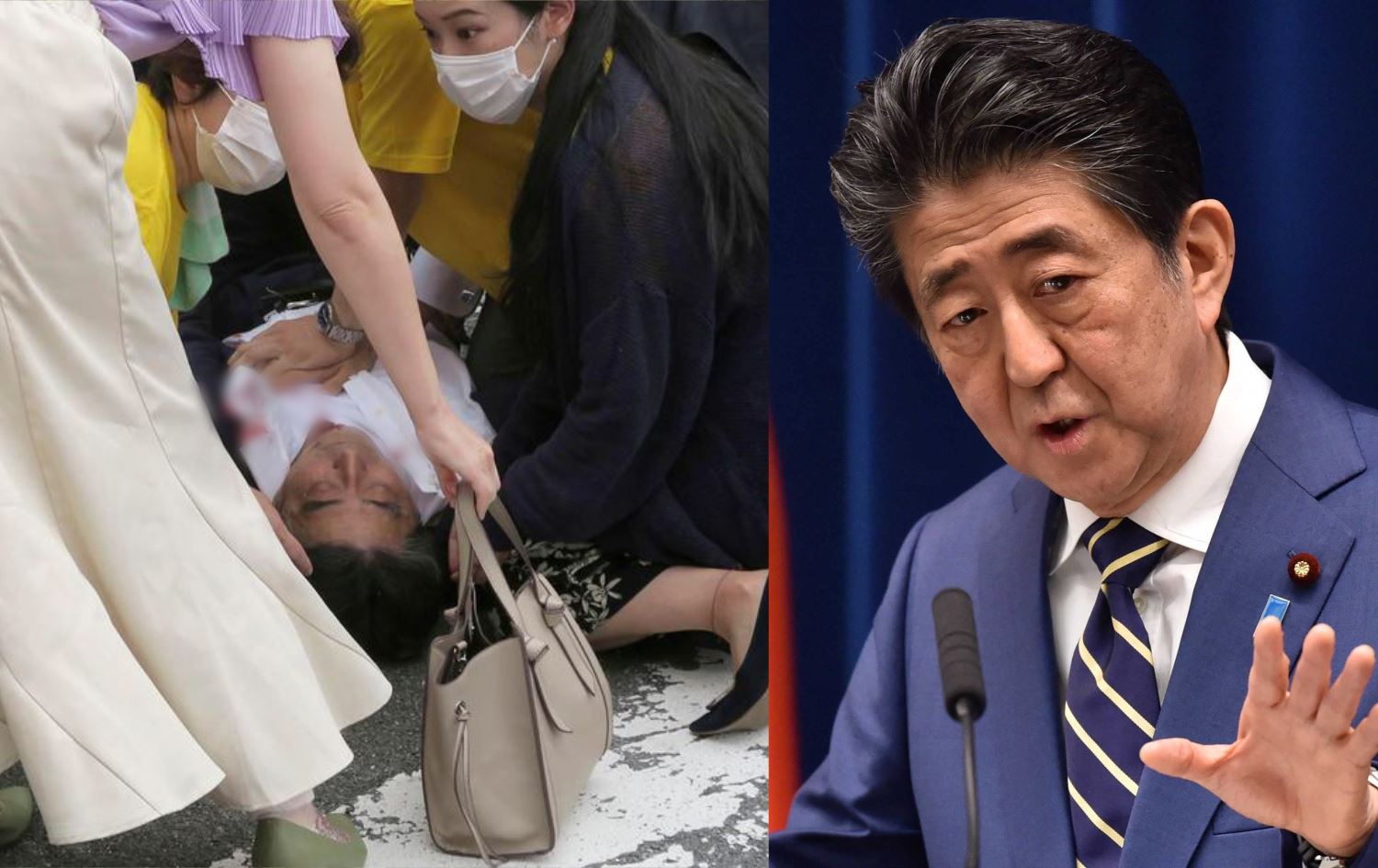 Teqe li serokwezîrê berê yê Japonê hat kirin û bi giranî birîndar e