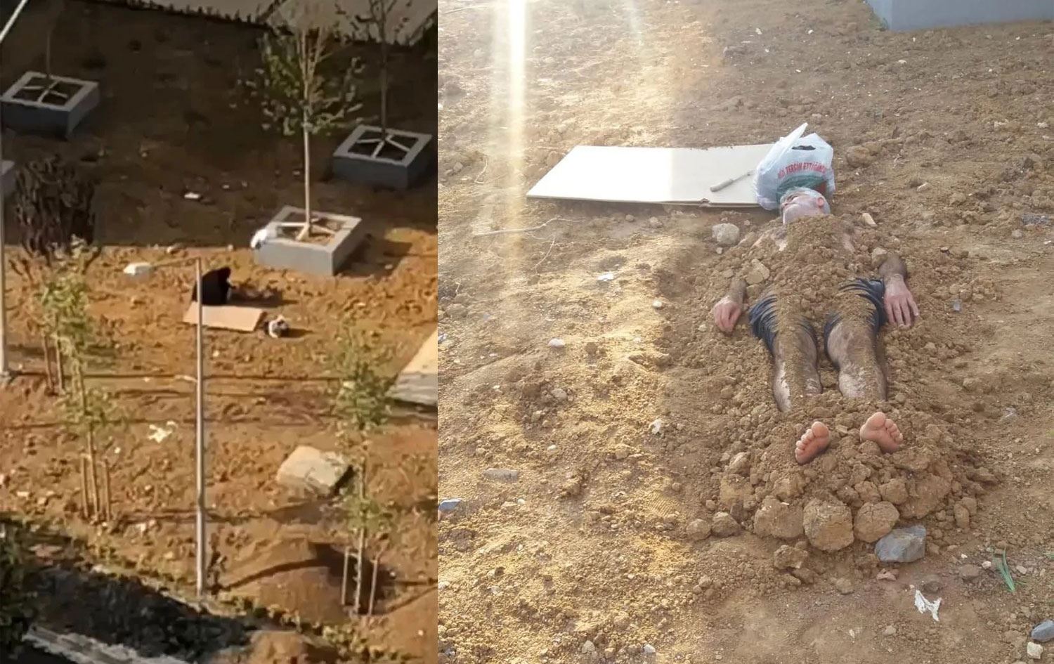 Eşini toprağa gömüp başında dua etti, olay farklı çıktı