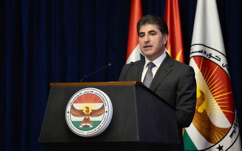 President Nechirvan Barzani speaking at an event in Erbil. Photo: President Barzani's office