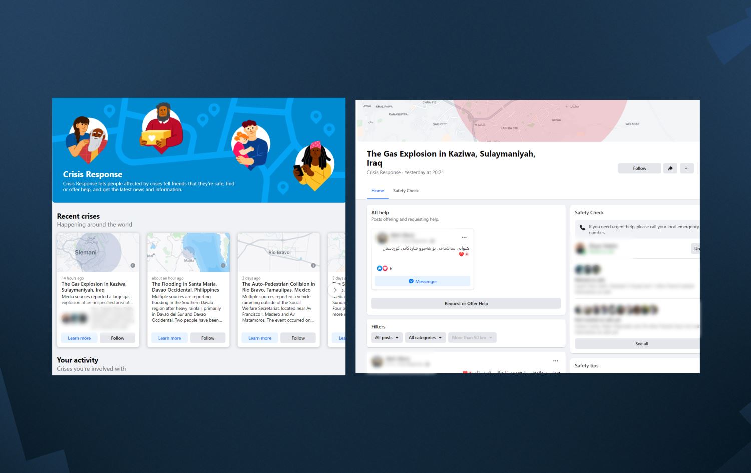 فەیسبووک باسی تەقینەوەکەی سلێمانی دەکات و داوای کۆکردنەوەی زانیاری دەکات