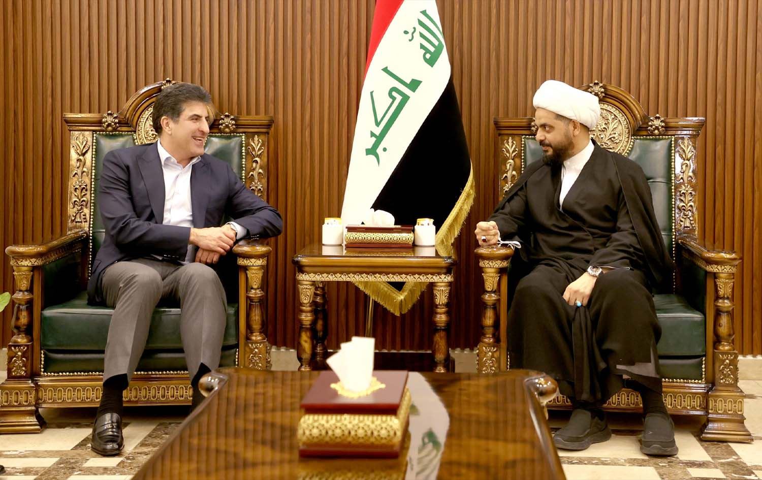 نێچیرڤان بارزانی و قەیس خەزعەلی دۆخی سیاسی و ئاسایشی عێراقیان تاوتوێکرد