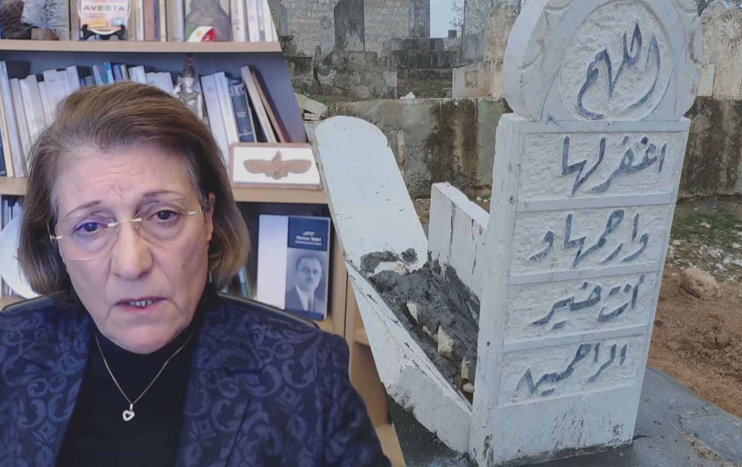 Goristana Kurdên Êzidî li Efrînê hat têkdan