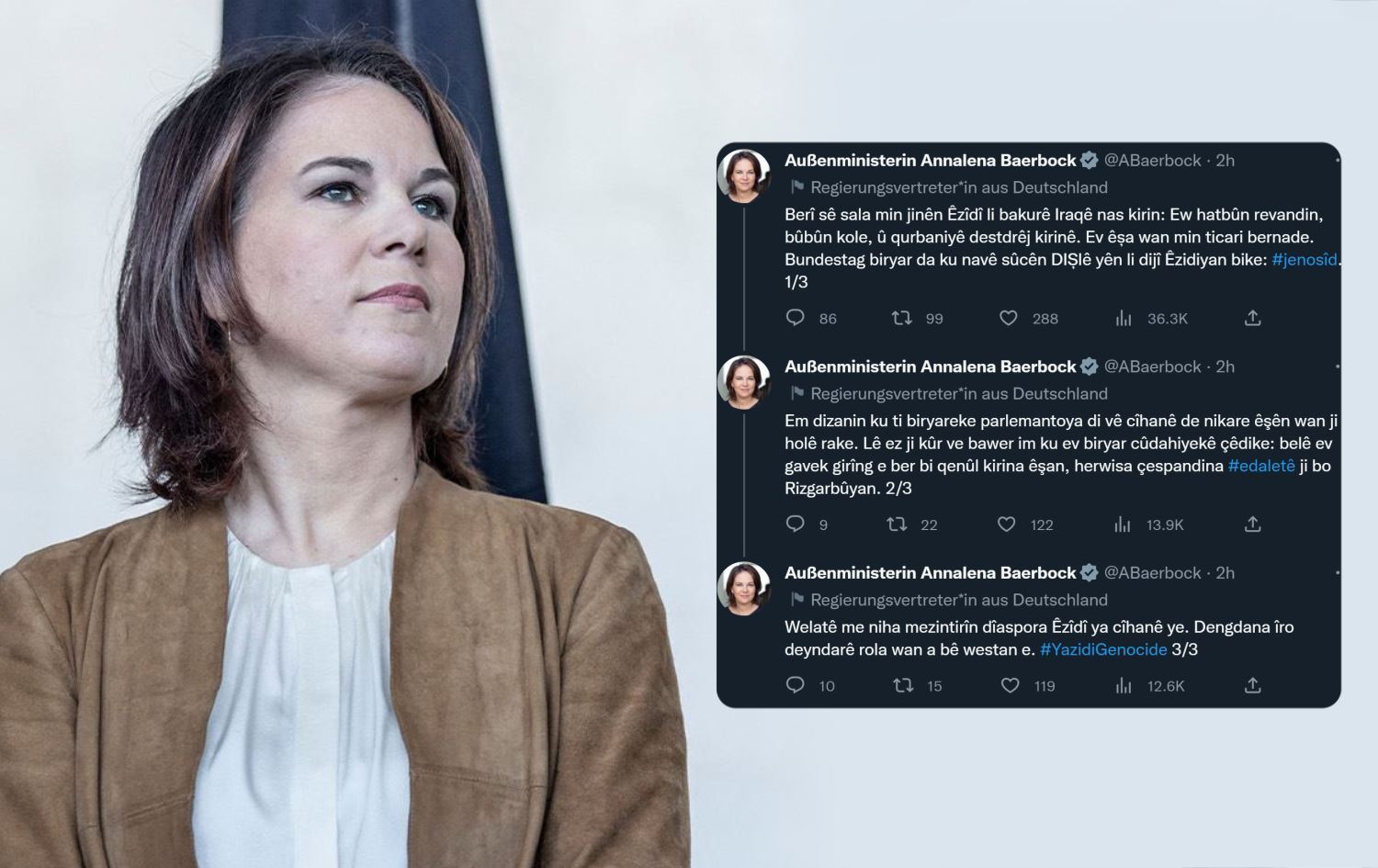 Wezîra Derve ya Almanyayê: Naskirina jenosîda Kurdên Êzîdî pêngaveke girîng e