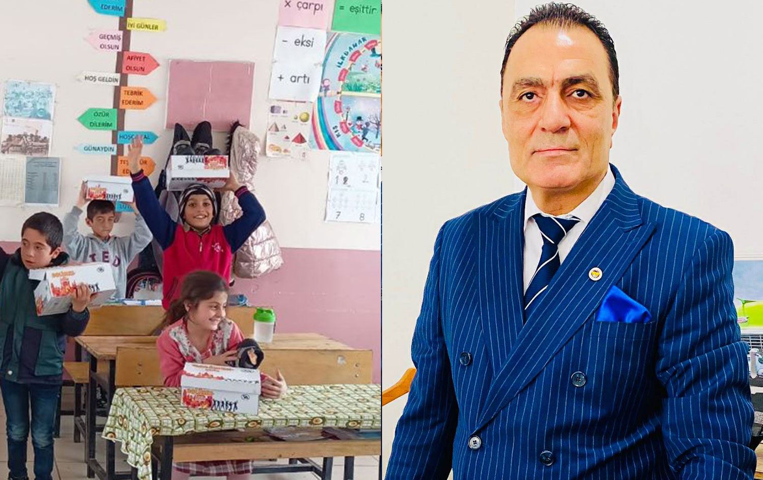 İş insanı Yılmaz Üzeyiroğlu’nun gönderdiği ayakkabılar çocuklara ulaştı