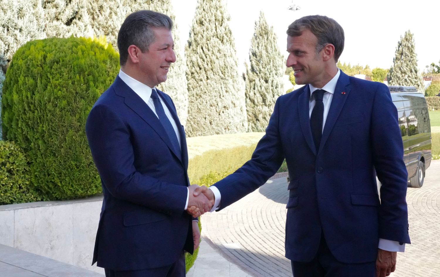 مەسرور بارزانی و ئیمانوێل ماکرۆن پەرەپێدانی پەیوەندییە ئابوورییەکانی پاریس و هەولێر تاوتوێ دەکەن