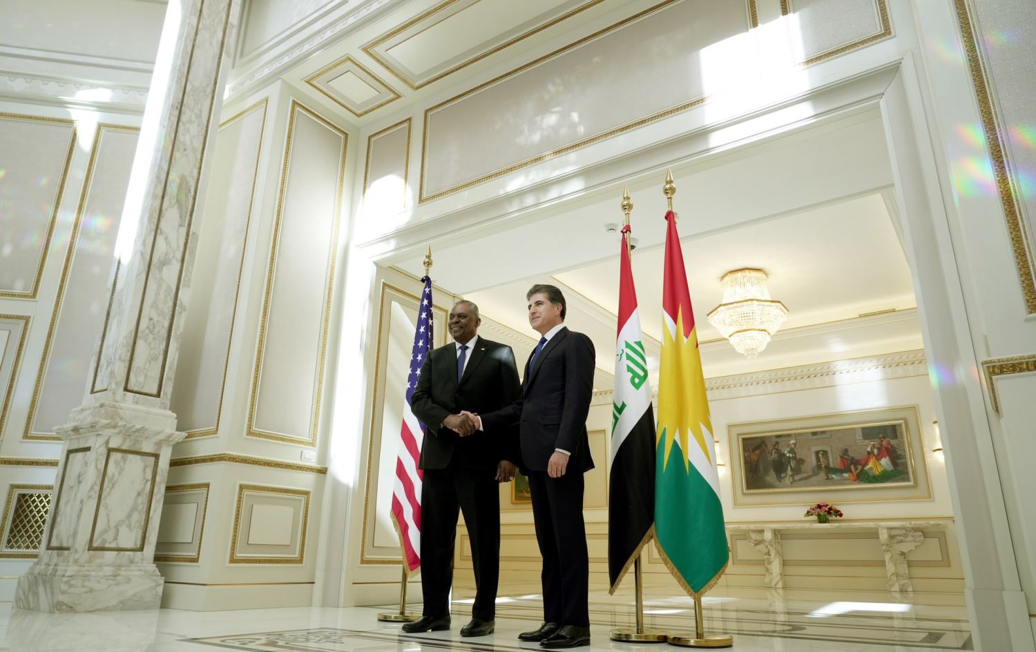 Nêçîrvan Barzanî pêşwazî li Wezîrê Berevaniyê yê Amerîkayê kir