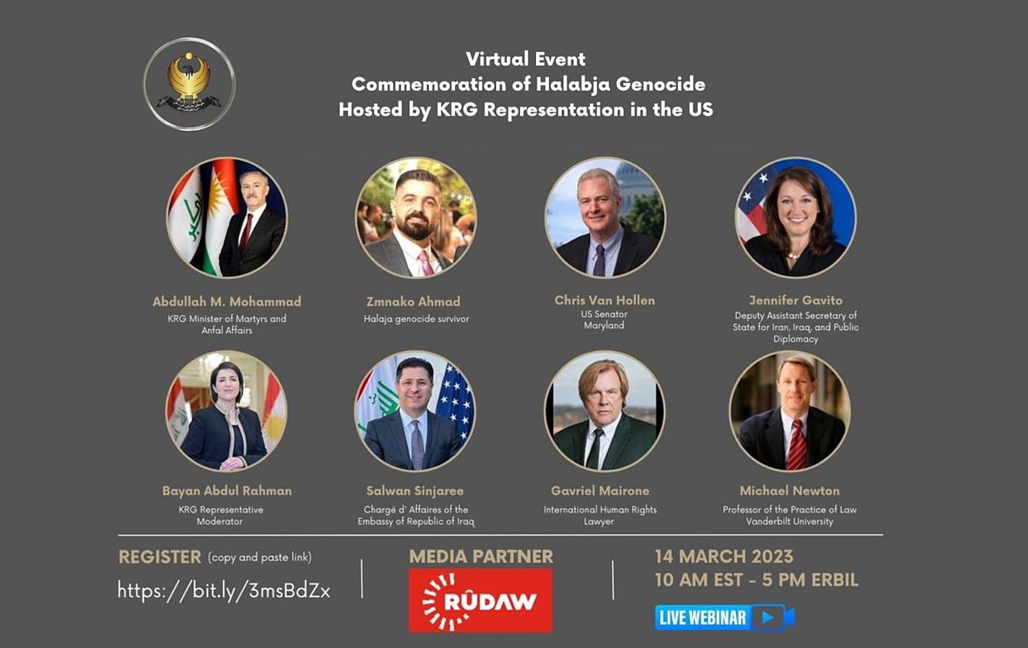 نوێنەرایەتیی هەرێمی کوردستان لە واشنتن وێبینارێک لەسەر 'جینۆسایدی هەڵەبجە' سازدەکات