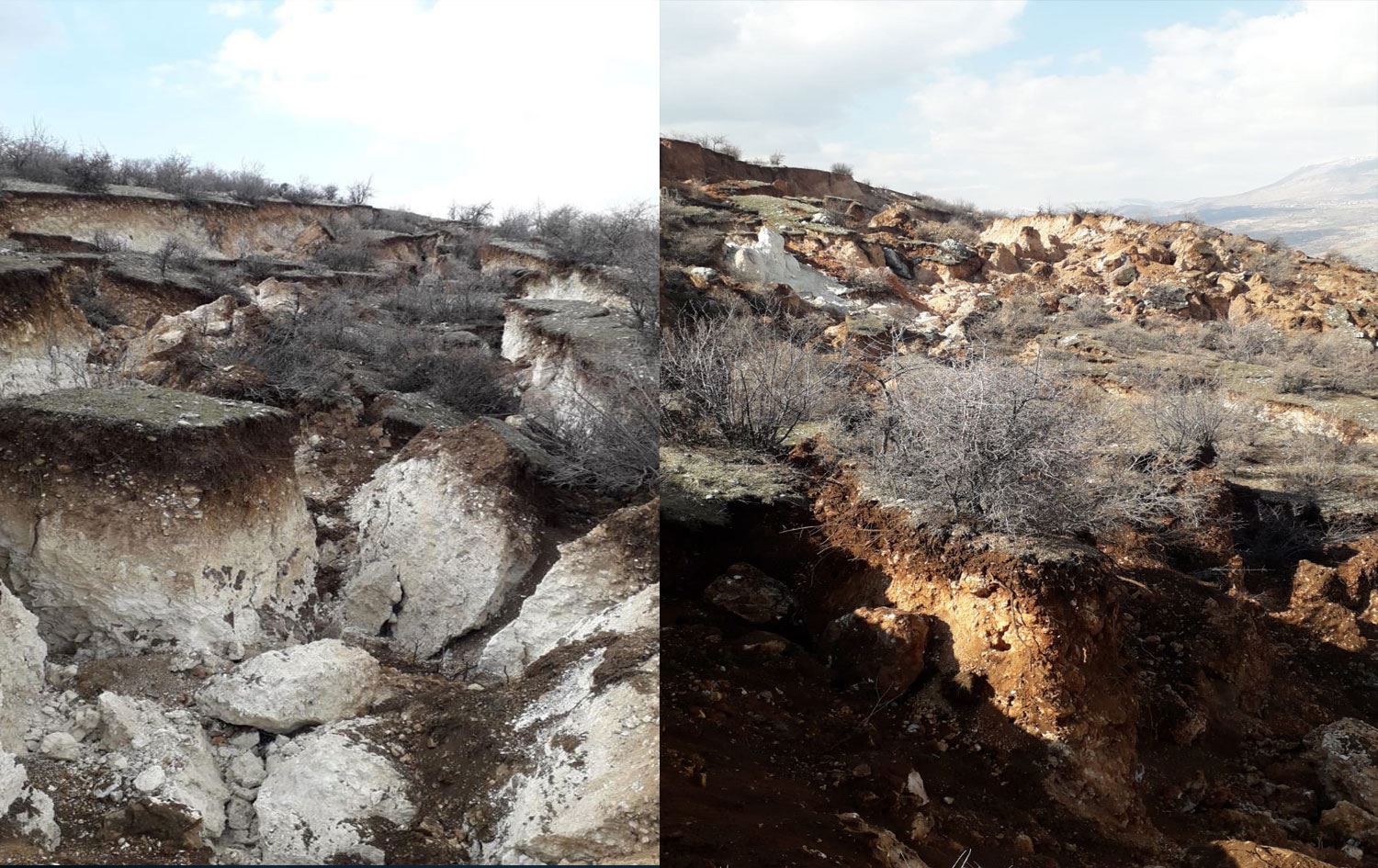 Adıyaman'da dağ yarıldı, yer kaydı