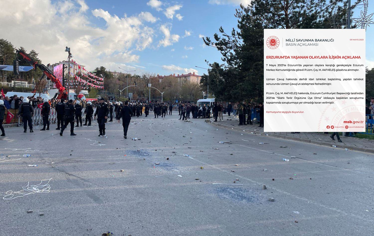 MSB duyurdu: Erzurum'da taş attığı belirlenen uzman çavuş gözaltına alındı