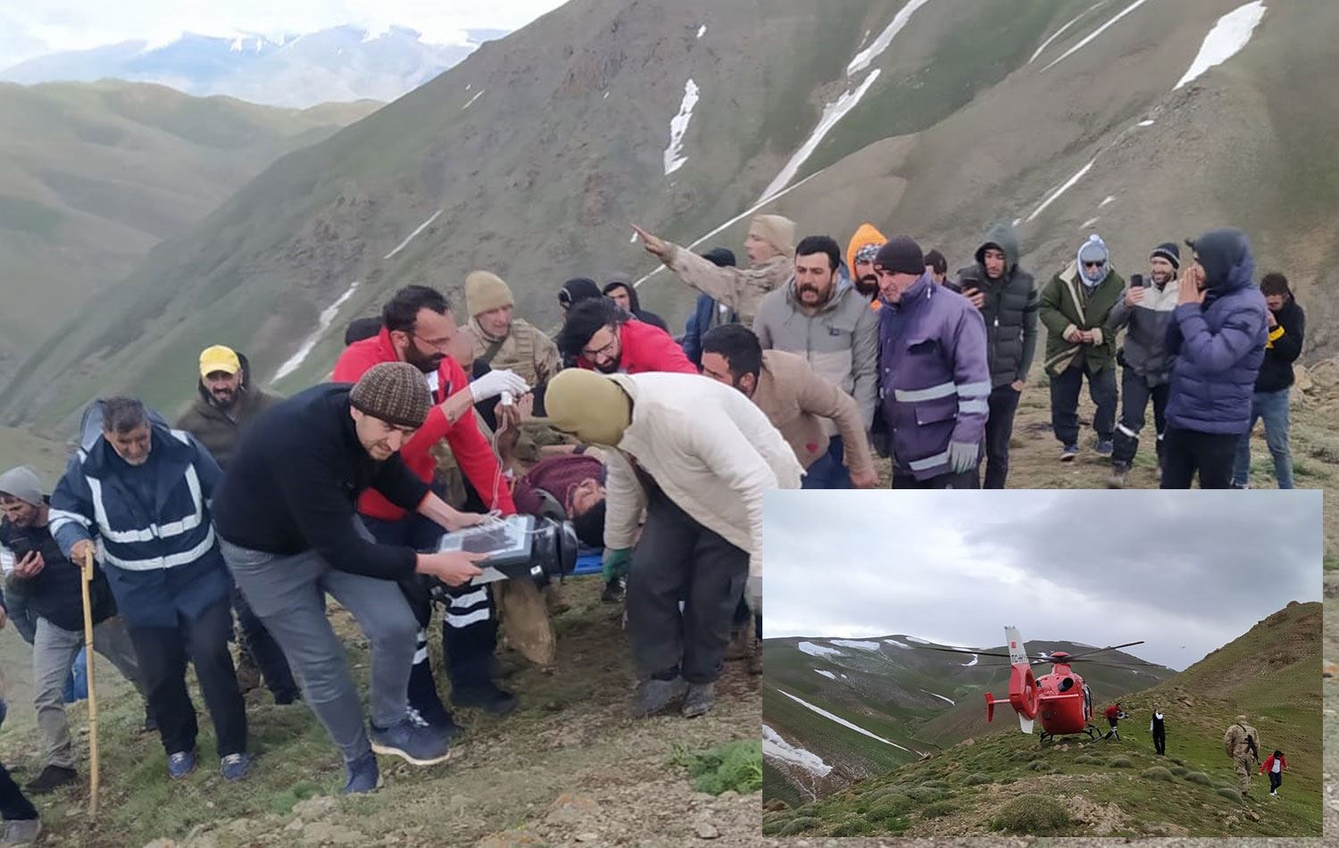 Dağda 2 çobana yıldırım çarptı, çobanlar helikopterle hastaneye kaldırıldı