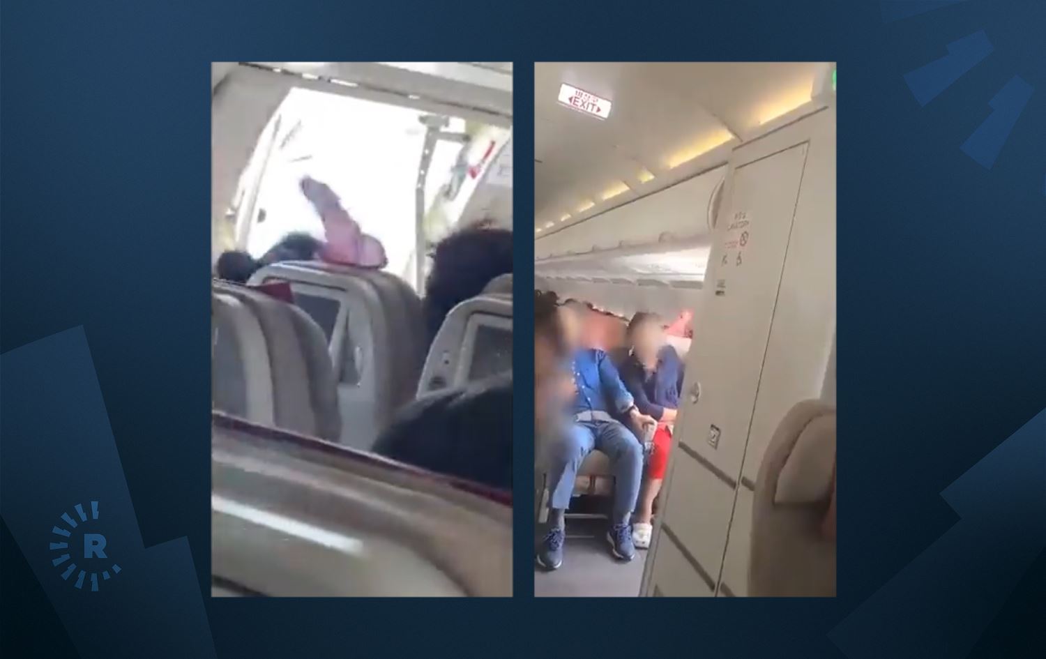 Kesekî deriyê firokeyeke rêwiyan dema ku li esman bû vekir