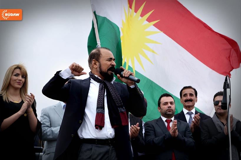 Şivan Perwer ve Kürt sanatçılar, Kobani için BM'nin Erbil Ofisi önünde...