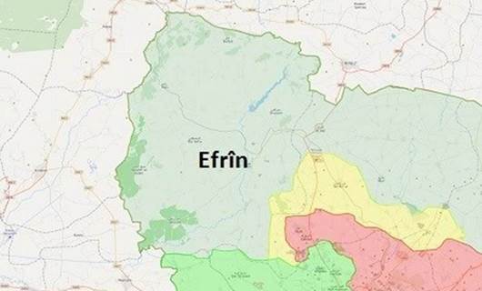 Nexşeya herêma Efrînê ya Rojavayê Kurdistanê