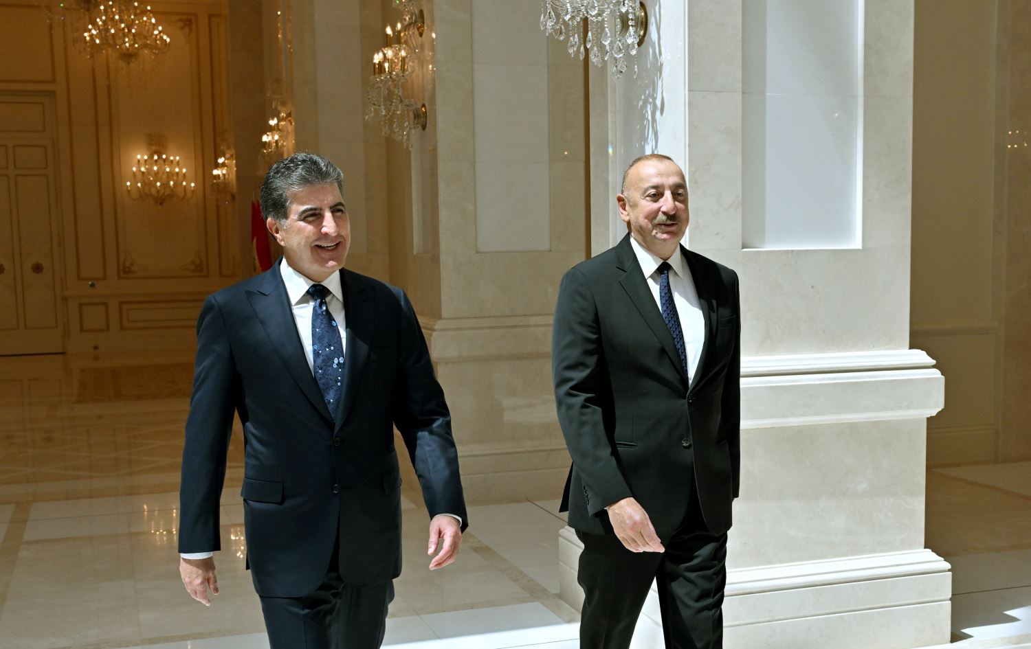 Serokê Herêma Kurdistanê Nêçîrvan Barzanî û Serokê Azerbaycanê Îlam Aliyev