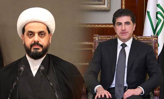  رئيس إقليم كوردستان نيجيرفان بارزاني والأمين العام لعصائب أهل الحق قيس الخزعلي
