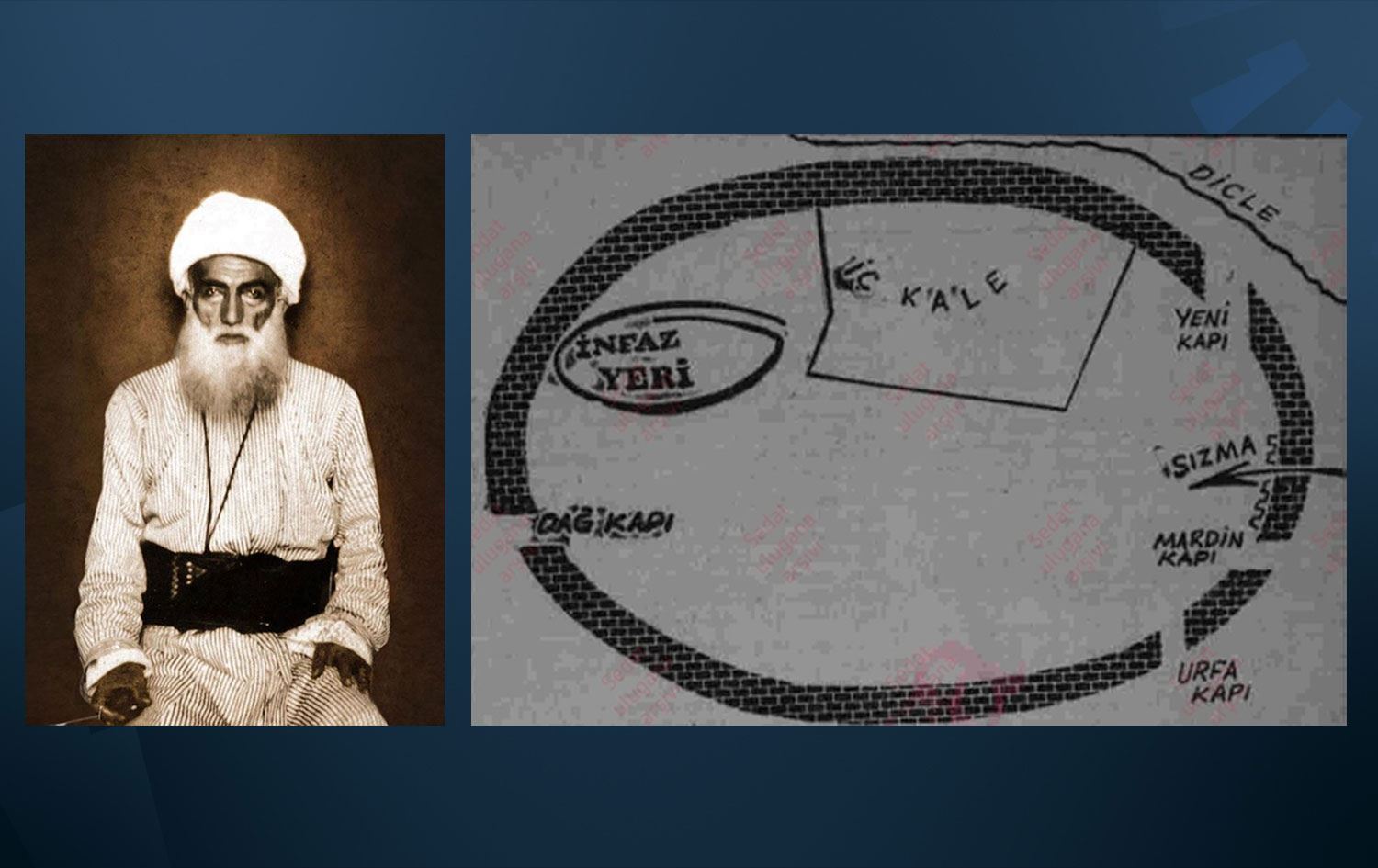 Şêx Seîd û nexşeya cihê gora wî/Çavkanî: Sedat Ulugana