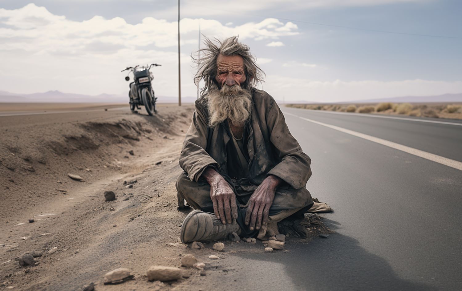 پیاوێکی بەتەمەن کە زەهایمەری هەیە و لەسەر شەقام ون بووە، وێنەکە لەڕێگەی ژیریی دەستکردەوە دروستکراوە