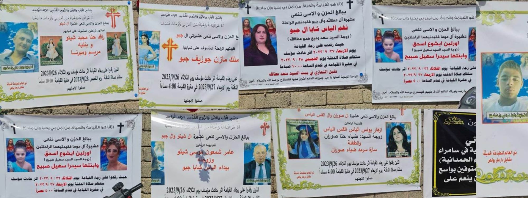 WÊNE - Kolanên Hemdaniyeyê bi pankartên ku navên qurbaniyan li ser in hatin dagirtin