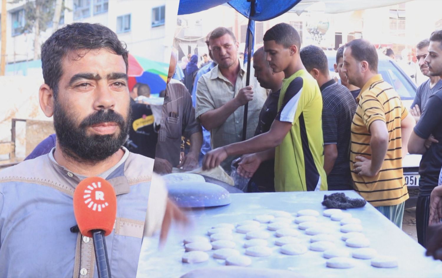 هاووڵاتییەکی غەززە و نۆرەی خەڵک بۆ کڕینی نان 