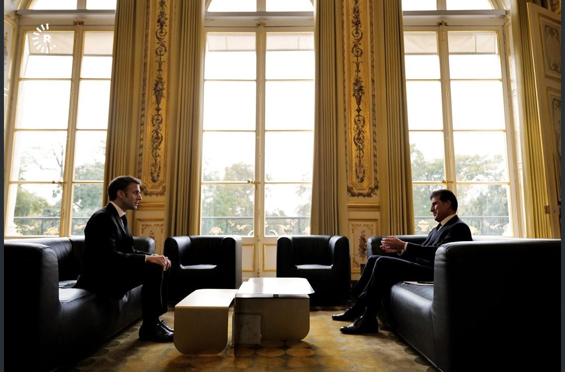 نێچیرڤان بارزانی و ئیمانوێل ماکرۆن لە کۆشکی ئێلیزێ