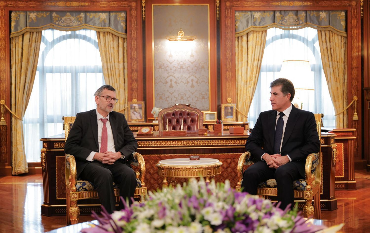 Nêçîrvan Barzanî û Volker Perthes / Wêne: Serokatiya Herêma Kurdistanê