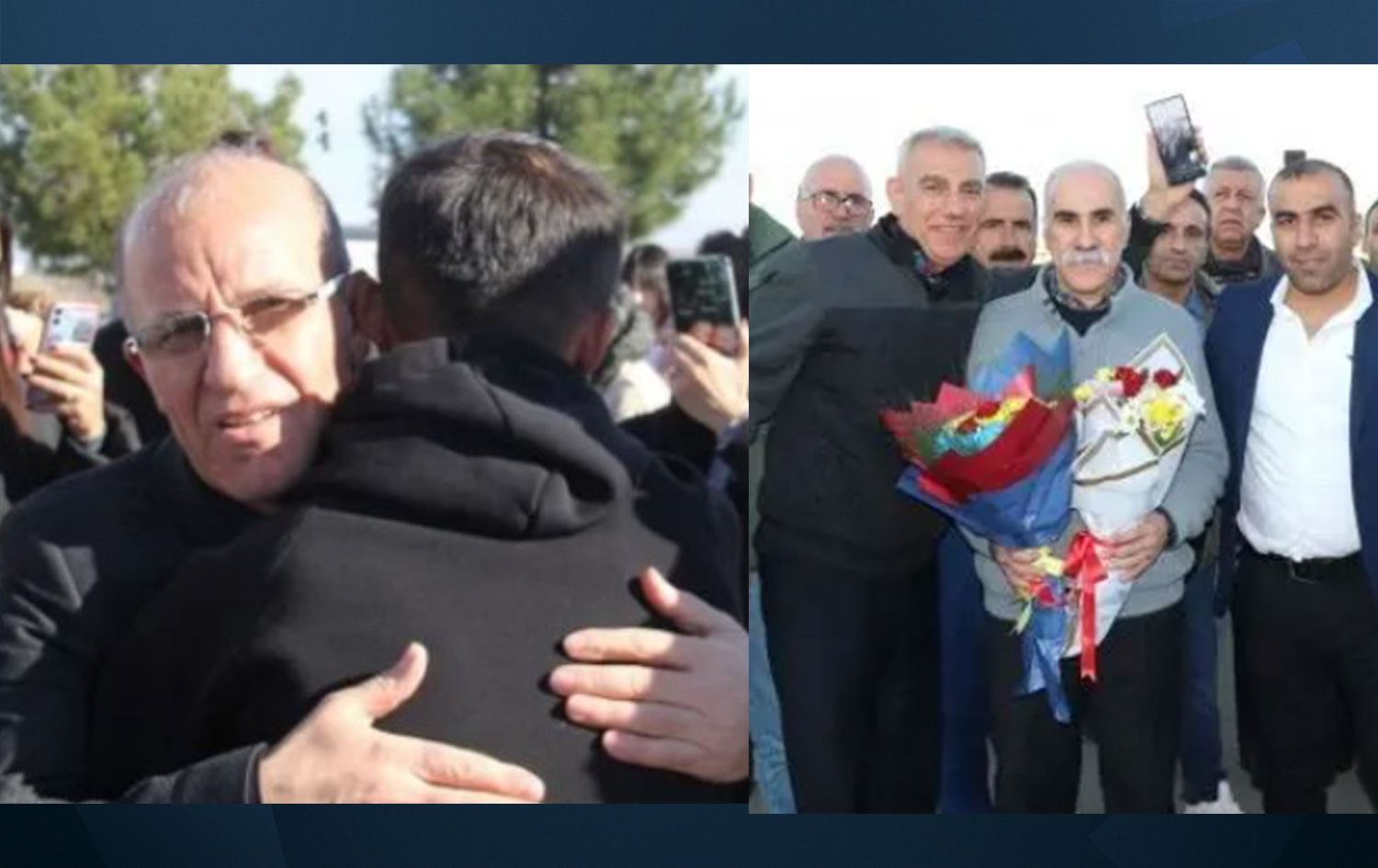 30 yıl sonra serbest kaldılar Abdulrakip Yüksekbağ (solda) / Enver Uçar (elinde çiçek tutan)