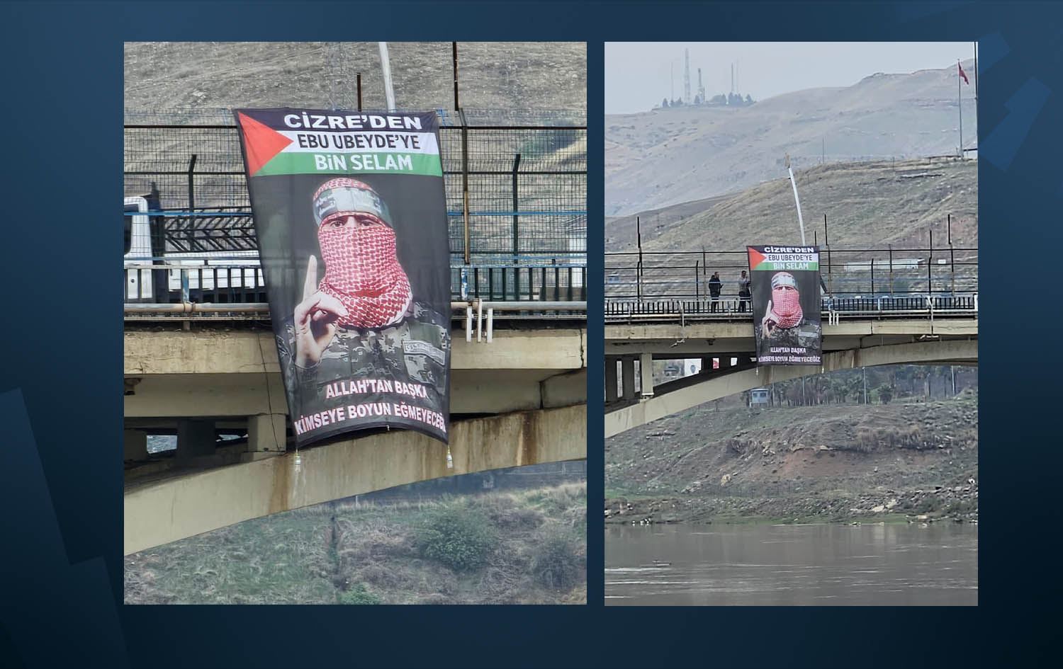 Wêneyê Berdevkê Hemasê bi pira Cizîrê ve hat daliqandin / Wêne: X