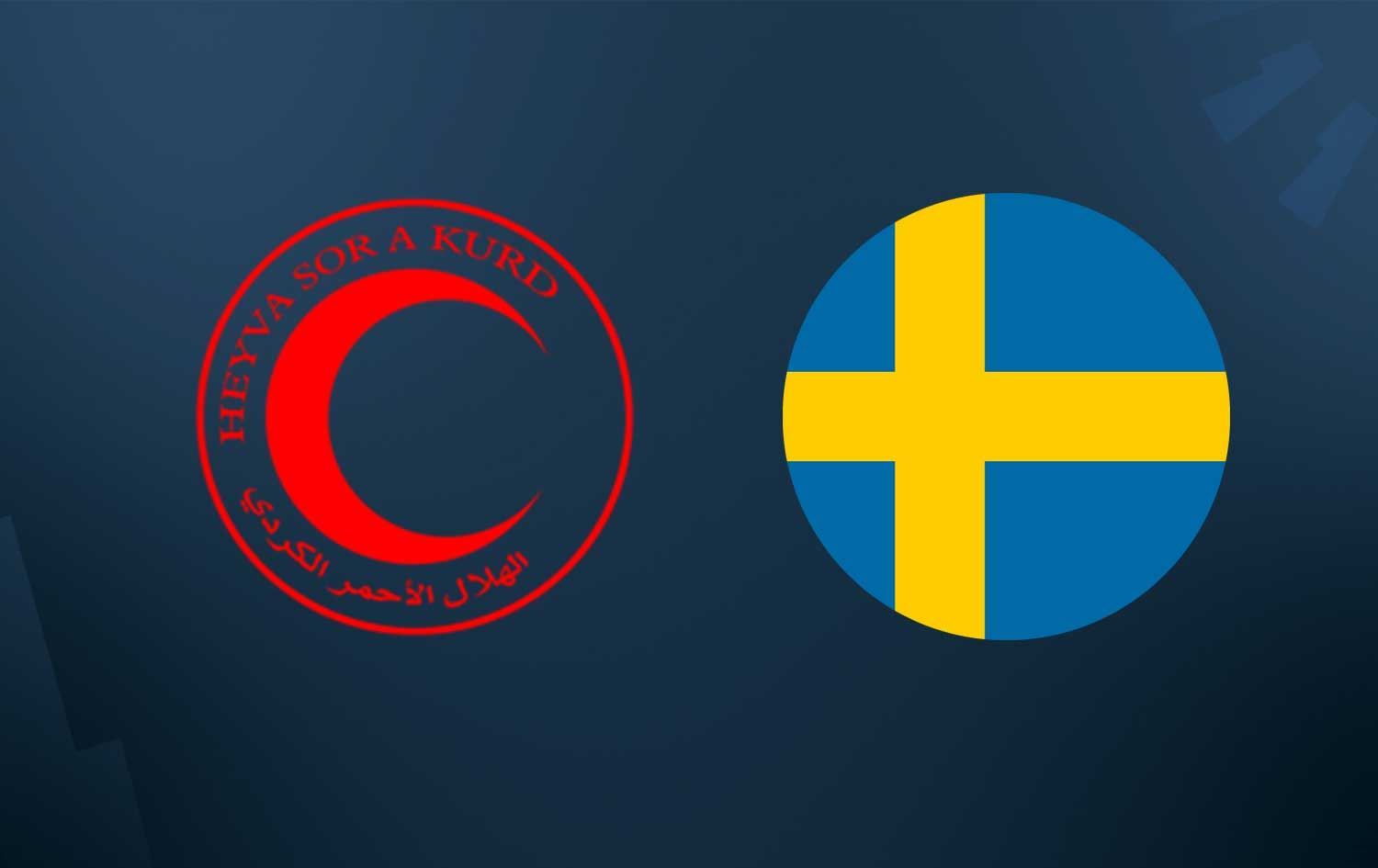 Logoyên ala Swêdê û Heyva Sor a Kurdistanê / Wêne: Rûdaw Grafîk