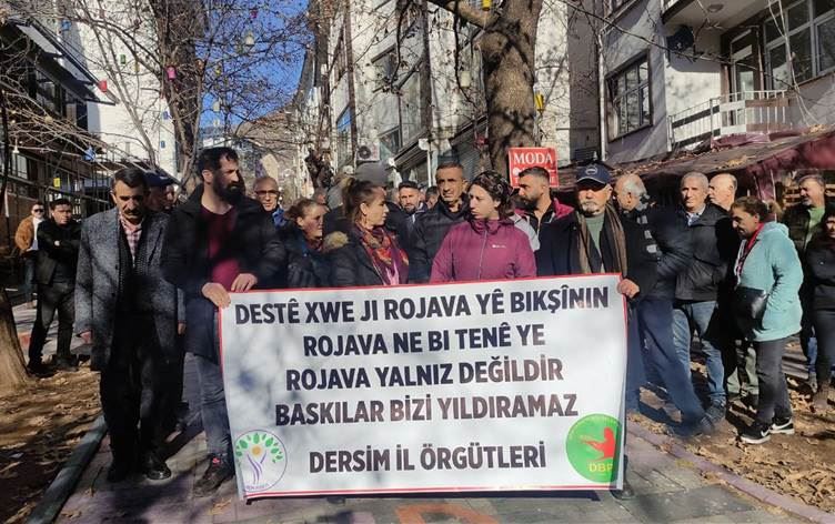 DÊRSIM - Li dijî êrişên li ser Rojavayê Kurdistanê xwepêşandan hat kirin